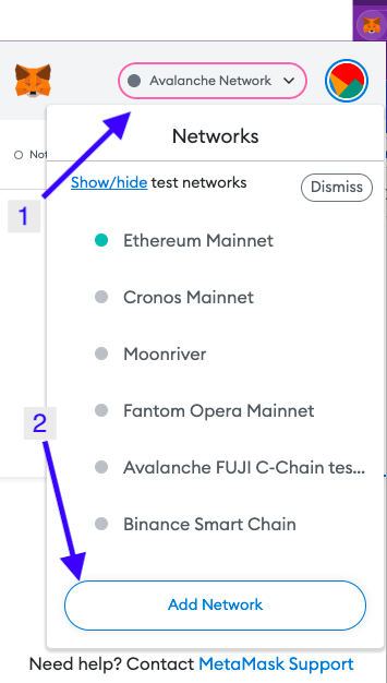 Select add network, use a Chainstack network for more reliable transactions