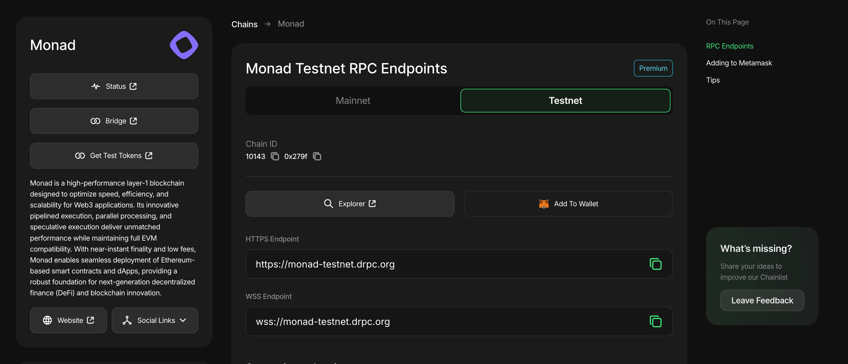 dRPC Monad mainnet endpoint with NodeCloud routing and flat-rate pricing