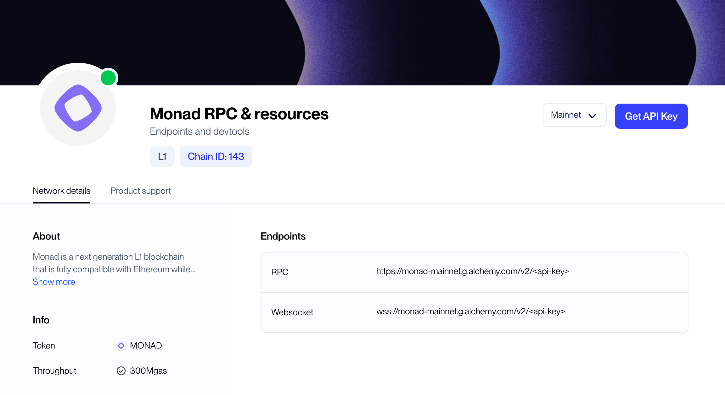 Alchemy Monad RPC console with Enhanced APIs and Compute Unit billing