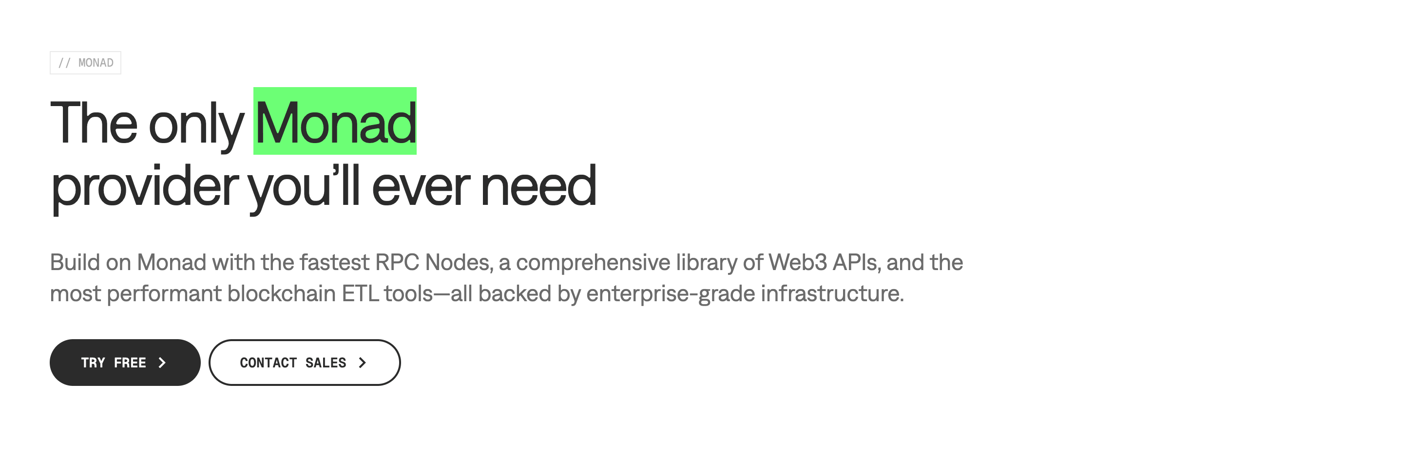 QuickNode Monad endpoint dashboard with Core RPC API and trace method support