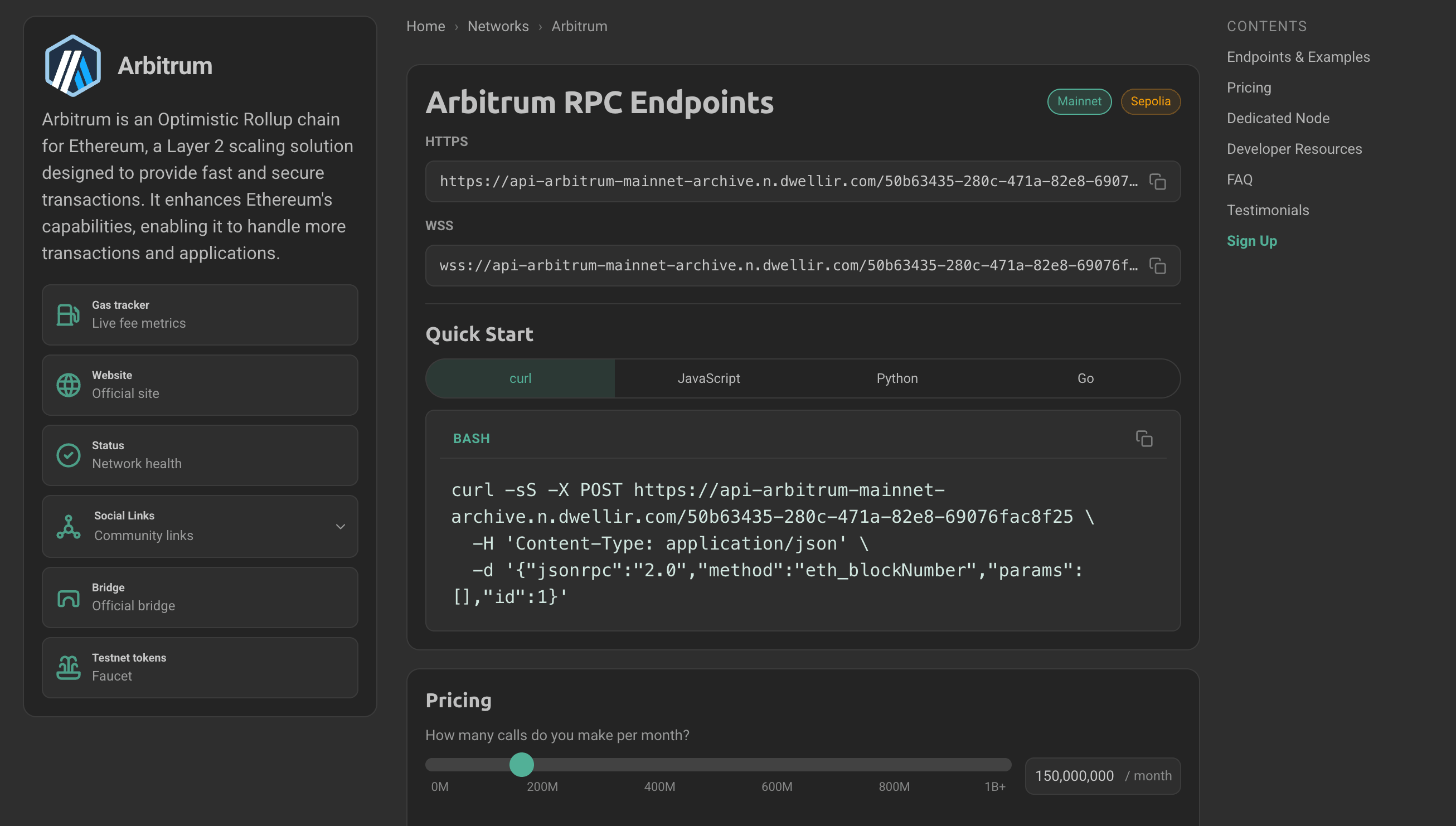 Dwellir Arbitrum bare-metal dedicated node setup with 1:1 pricing and archive access