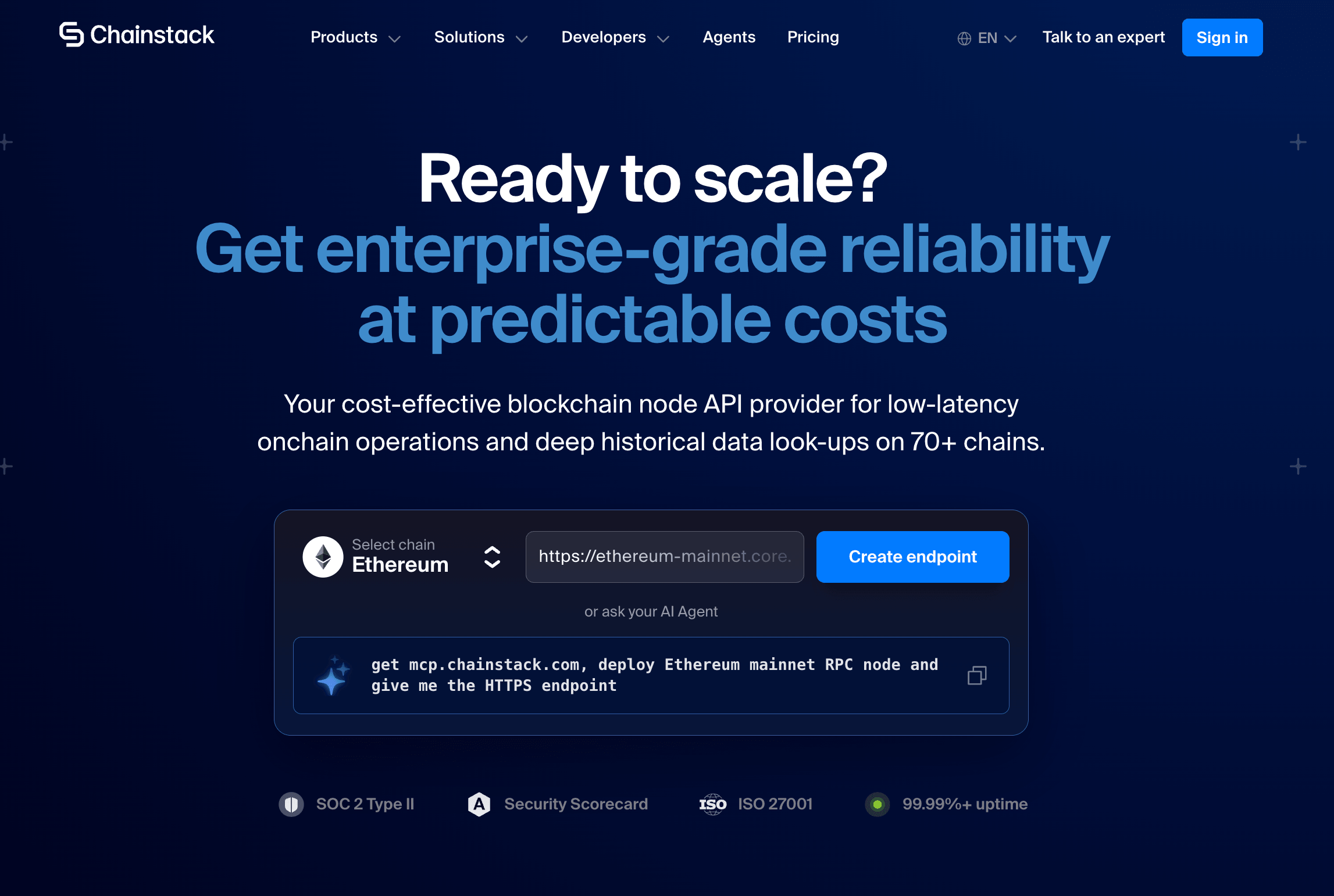 Chainstack dashboard