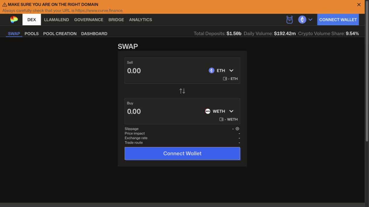 Curve swap interface