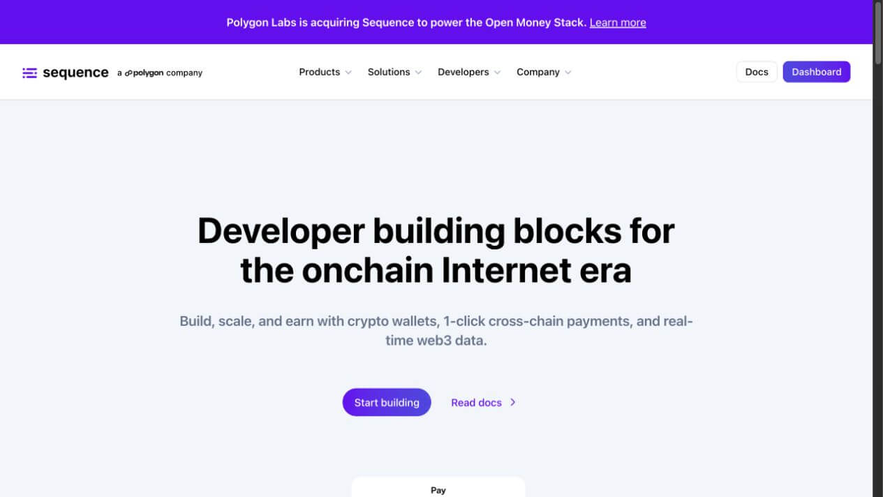 Sequence onchain developer platform interface