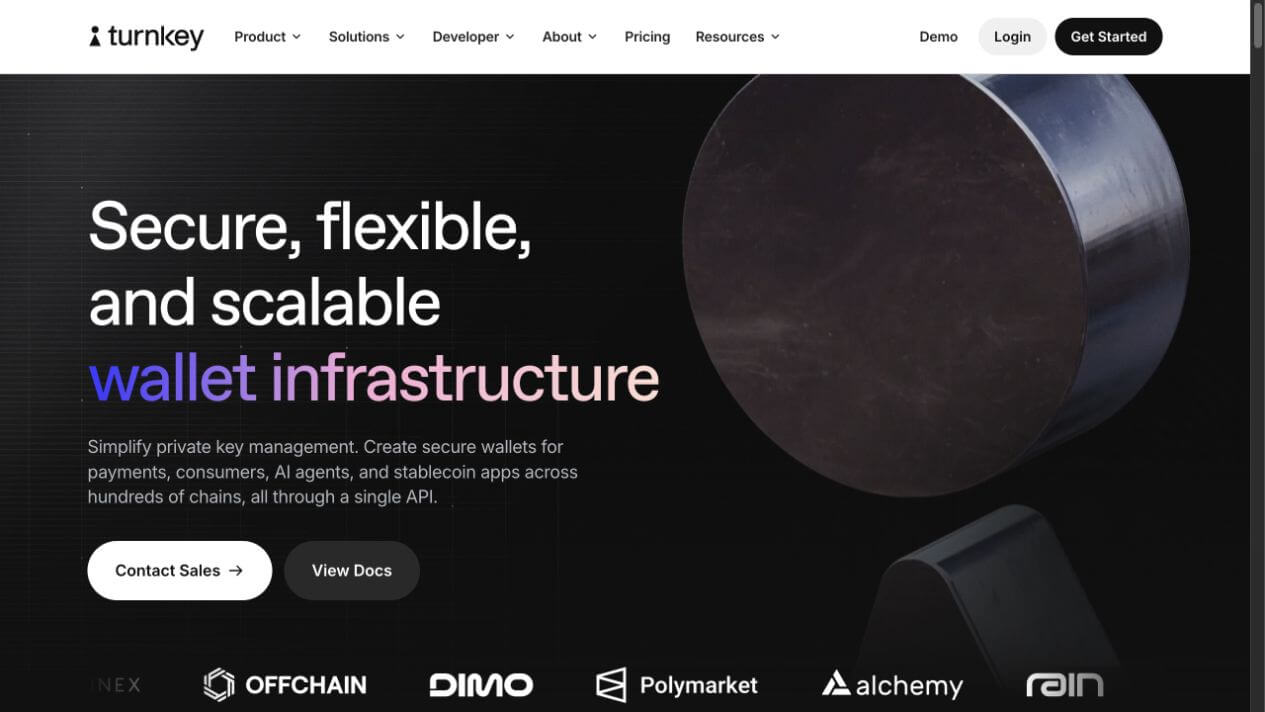 Turnkey wallet infrastructure interface