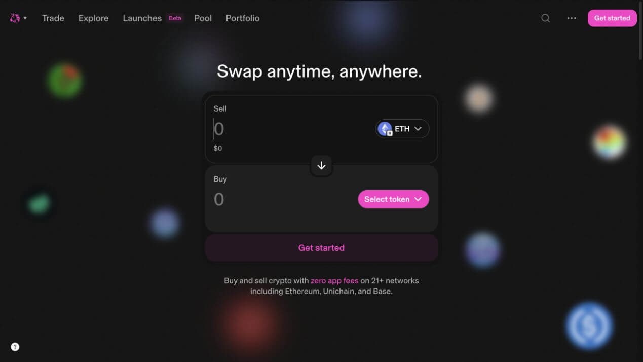 Uniswap swap interface